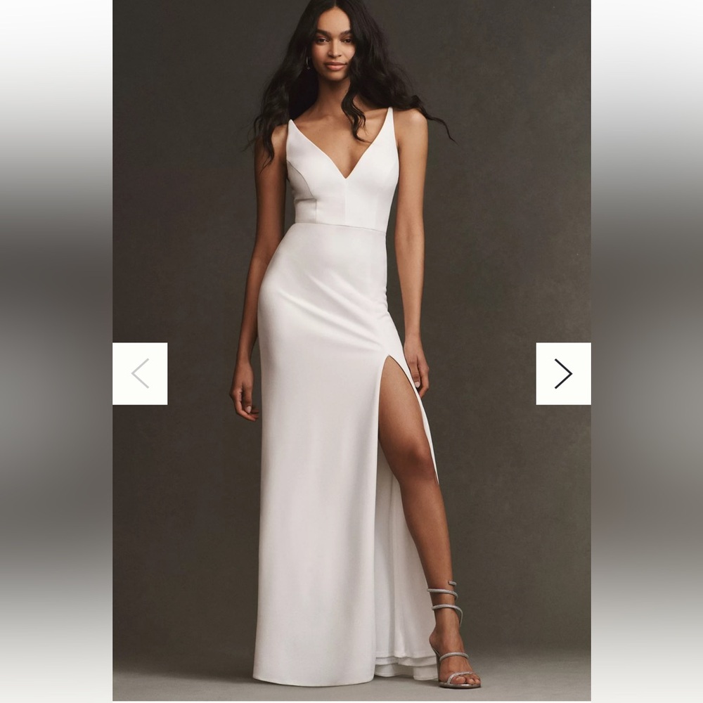 BHLDN Stella Sleeveless V-Neck Stretch Crepe Maxi Dress - M